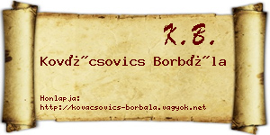 Kovácsovics Borbála névjegykártya